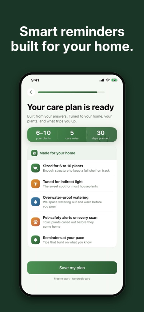 A personalized care plan built for your home, tuned to your plants and light.